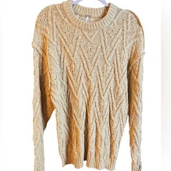 $148 Free People Womens Isla Cable Tunic
-Sweat Camel SZ XS Oversized NWT - Picture 3 of 5